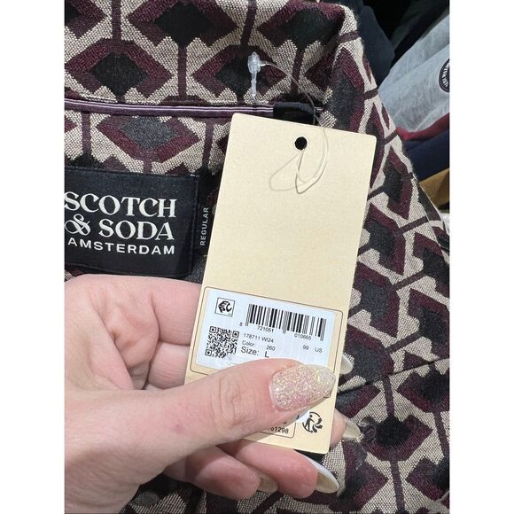 Scotch & Soda NWT Regular-Fit Jacquard Shirt Beige Large - Picture 6 of 6